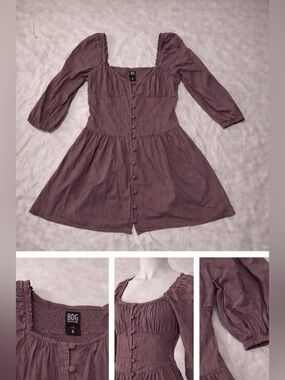 BDG Urban Outfitters Button-Down Puff Sleeve Dress - Mauve - S